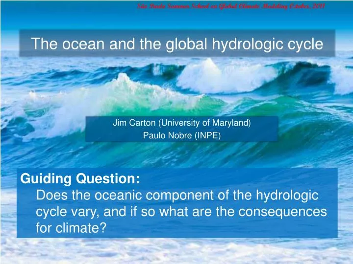 the ocean and the global hydrologic cycle