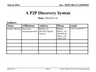 A P2P Discovery System