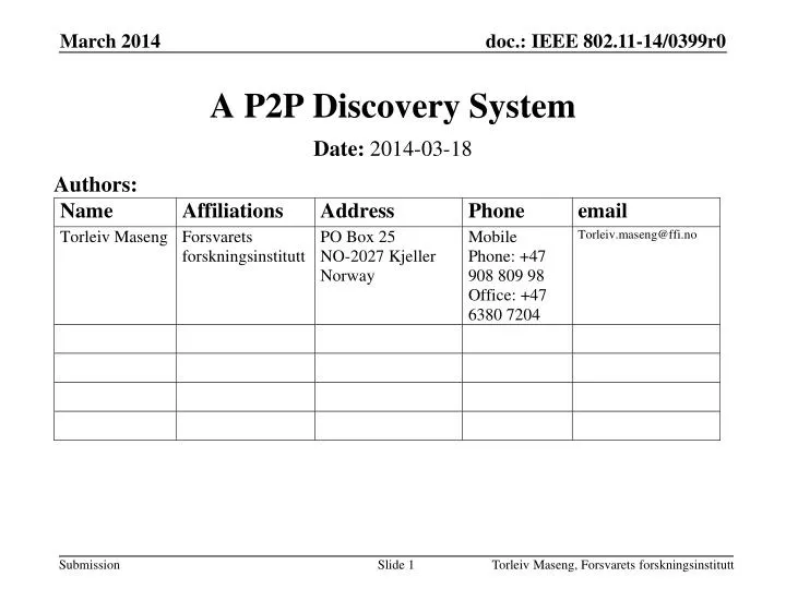 a p2p discovery system