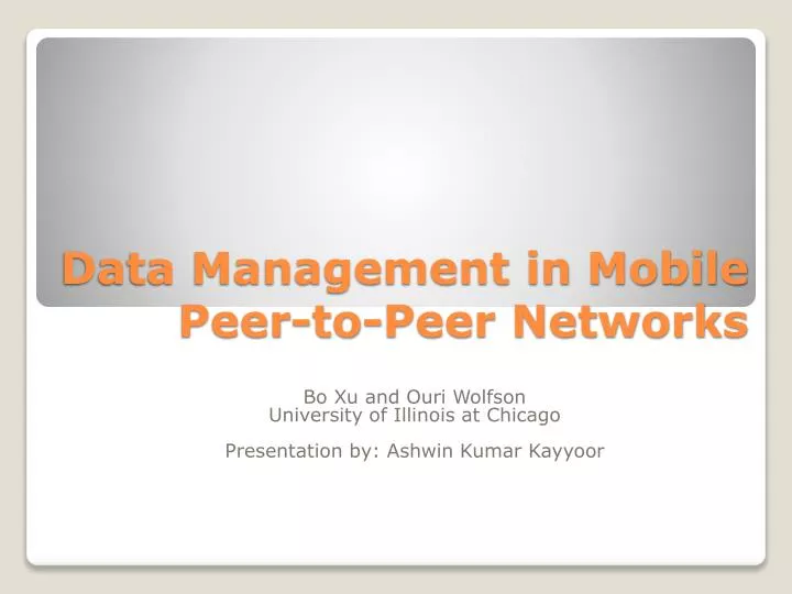 data management in mobile peer to peer networks
