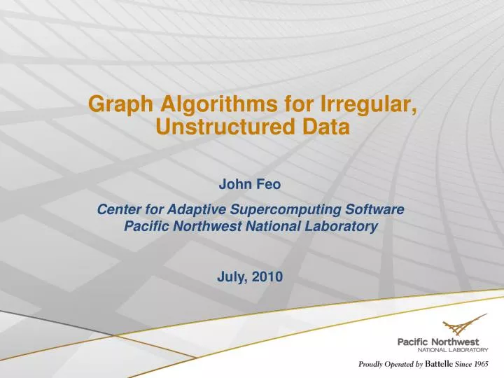 graph algorithms for irregular unstructured data