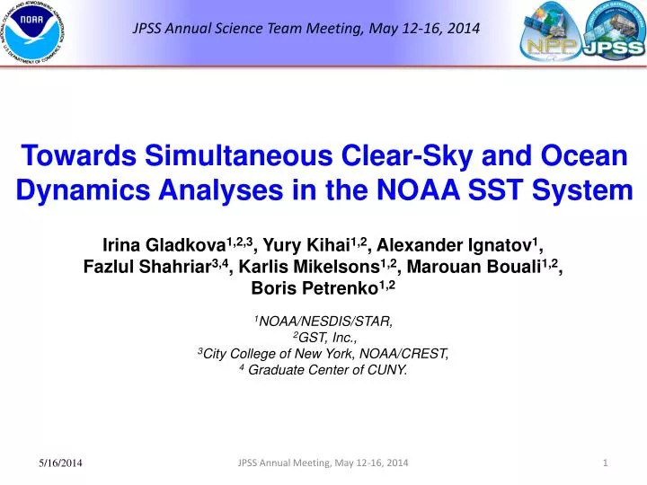 towards simultaneous clear sky and ocean dynamics analyses in the noaa sst system
