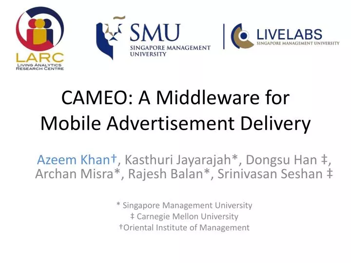 cameo a middleware for mobile advertisement delivery