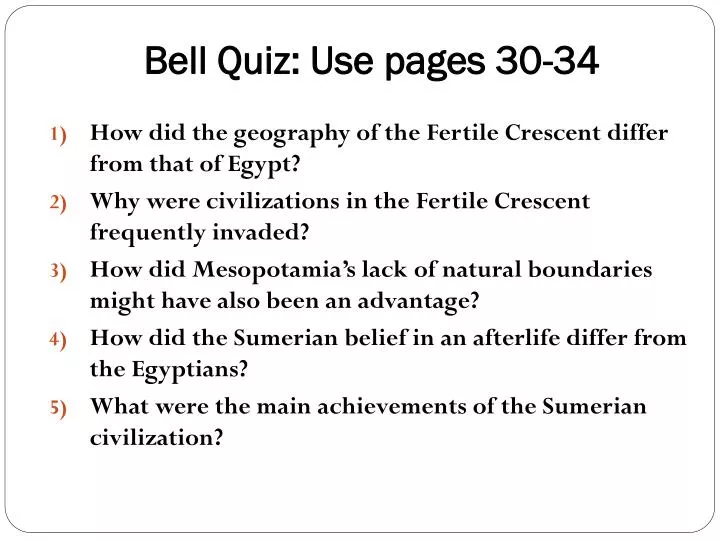 bell quiz use pages 30 34
