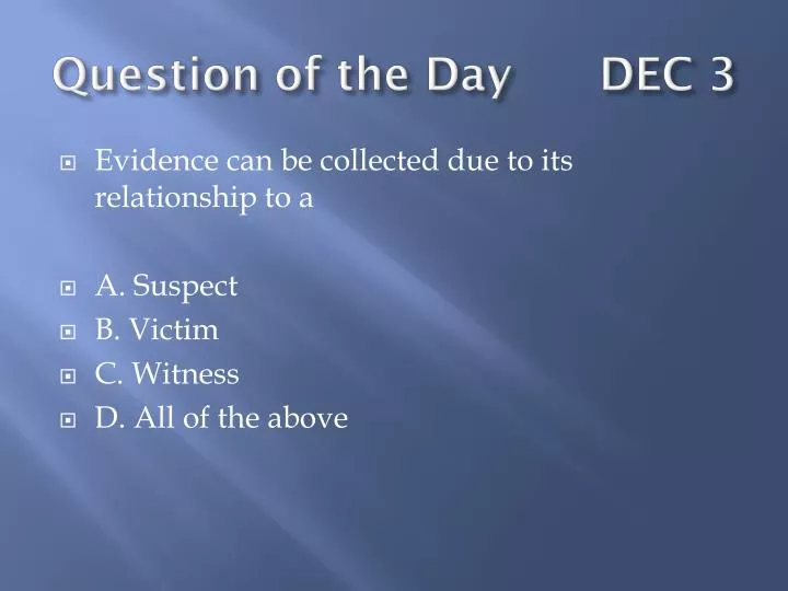 question of the day dec 3