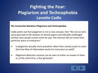 Fighting the Fear: Plagiarism and Technophobia
