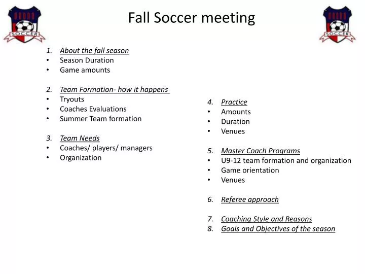 fall soccer meeting