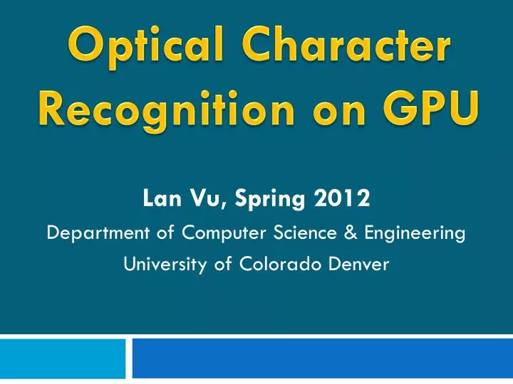 optical character recognition on gpu