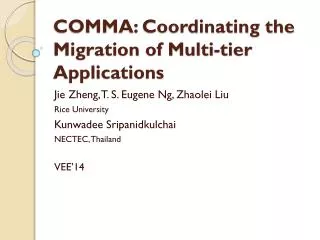 COMMA: Coordinating the Migration of Multi-tier Applications