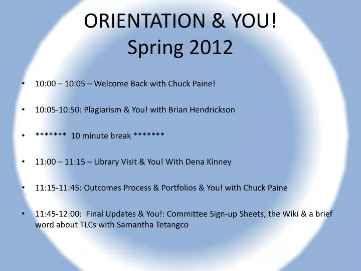 orientation you spring 2012