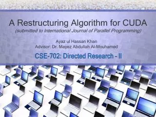 A Restructuring Algorithm for CUDA (submitted to International Journal of Parallel Programming)