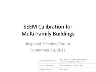 SEEM Calibration for Multi-Family Buildings