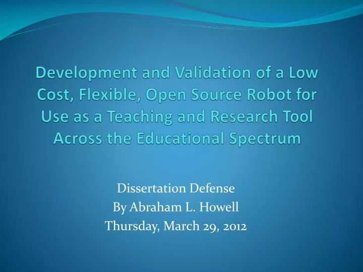 dissertation defense by abraham l howell thursday march 29 2012
