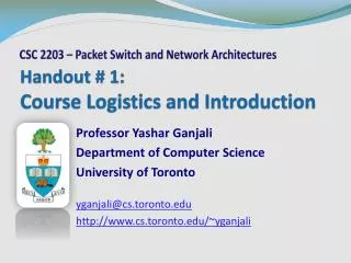 Handout # 1: Course Logistics and Introduction