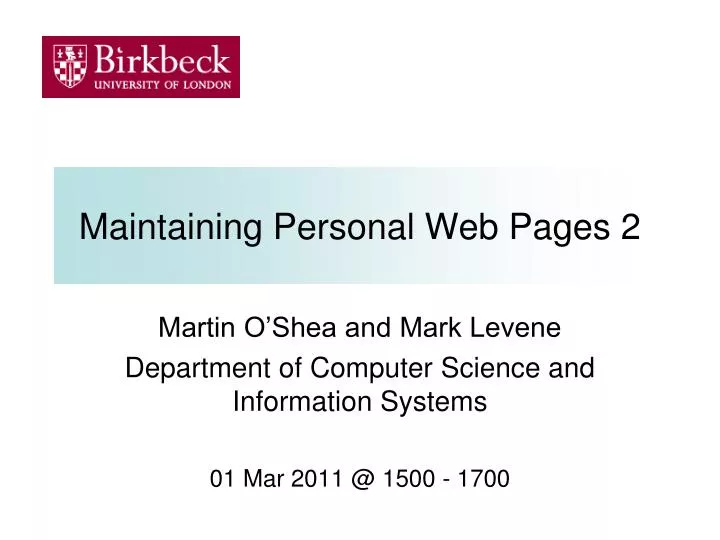 maintaining personal web pages 2