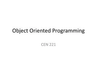 object oriented programming