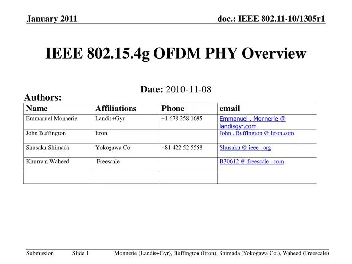 ieee 802 15 4g ofdm phy overview