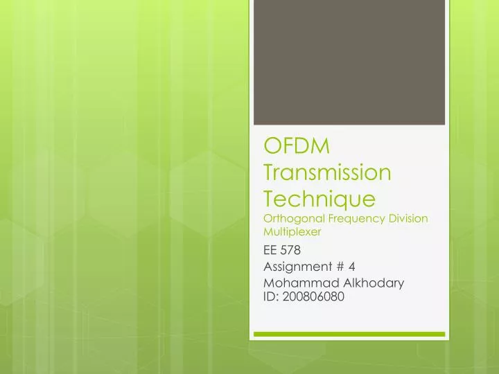 ofdm transmission technique orthogonal frequency division multiplexer