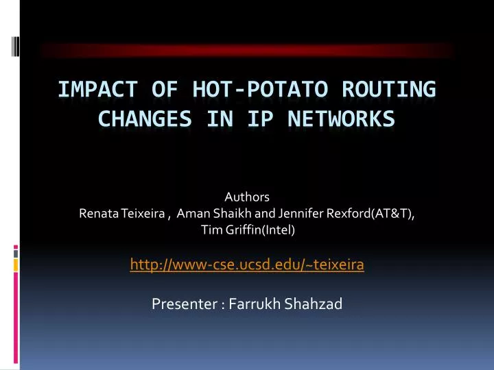 impact of hot potato routing changes in ip networks