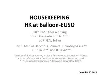 HOUSEKEEPING HK at Balloon-EUSO