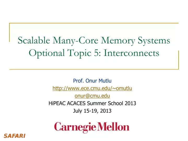 scalable many core memory systems optional topic 5 interconnects