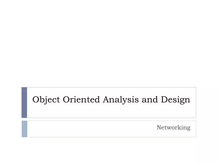 object oriented analysis and design