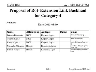 Proposal of RoF Extension Link Backhaul for Category 4