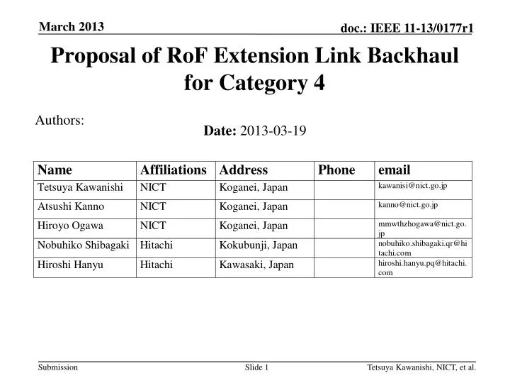 proposal of rof extension link backhaul for category 4