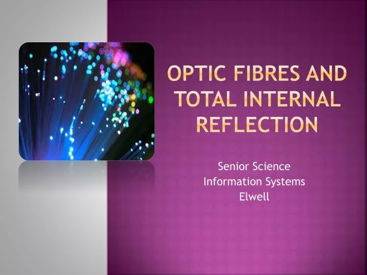 optic fibres and total internal reflection