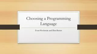 Choosing a Programming Language