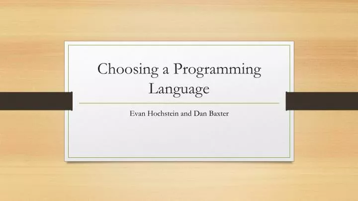 choosing a programming language