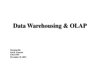 Data Warehousing &amp; OLAP