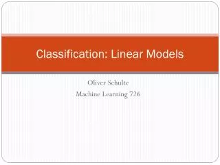 Classification: Linear Models