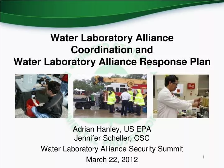 water laboratory alliance coordination and water laboratory alliance response plan