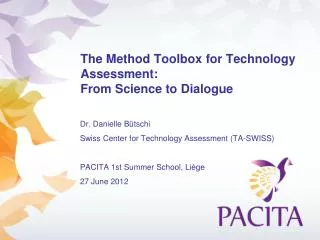 The Method Toolbox for Technology Assessment: From Science to Dialogue