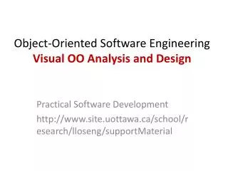 Object-Oriented Software Engineering Visual OO Analysis and Design