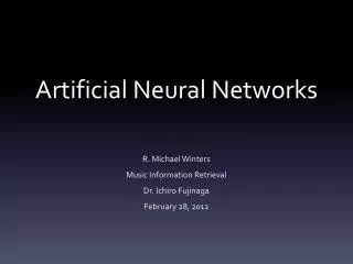 Artificial Neural Networks