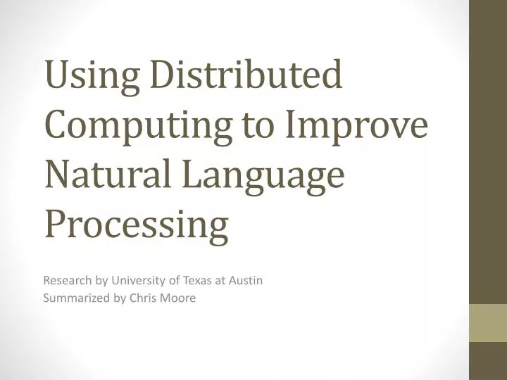 using distributed computing to improve natural language processing