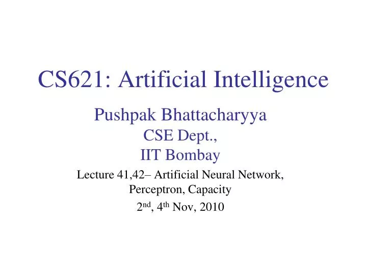 cs621 artificial intelligence