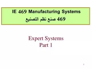 Expert Systems Part 1