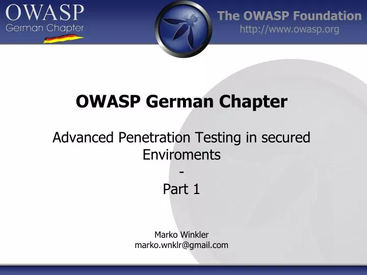 owasp german chapter advanced penetration testing in secured enviroments part 1