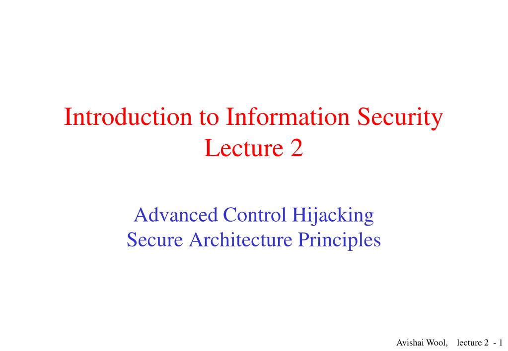 PPT - Introduction to Information Security Lecture 2 PowerPoint ...