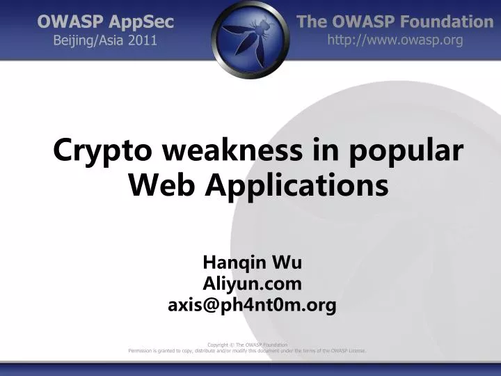 crypto weakness in popular web a pplications