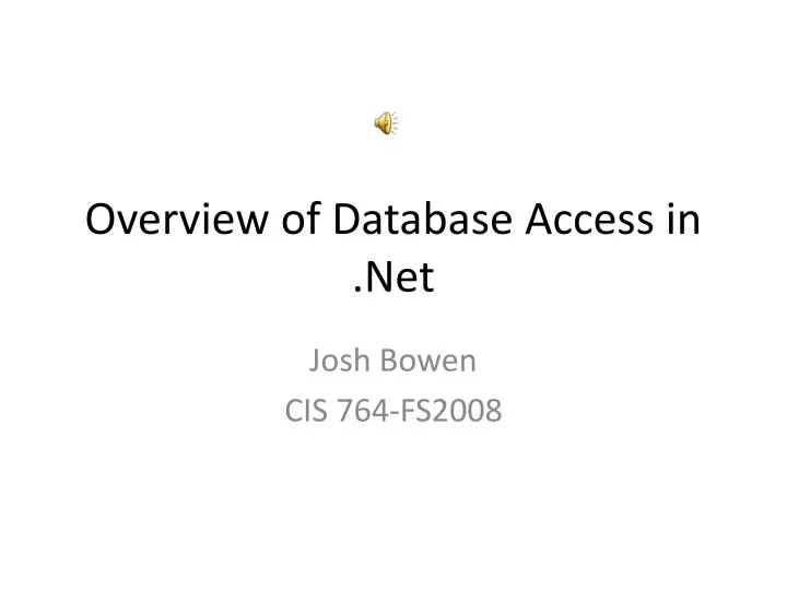 overview of database access in net