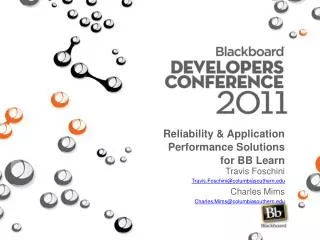 Reliability &amp; Application Performance Solutions for BB Learn