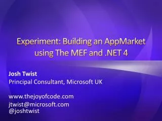 Experiment: Building an AppMarket using The MEF and .NET 4
