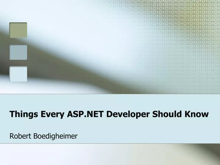 things every asp net developer should know