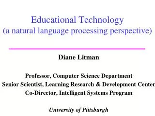 Educational Technology (a natural language processing perspective)