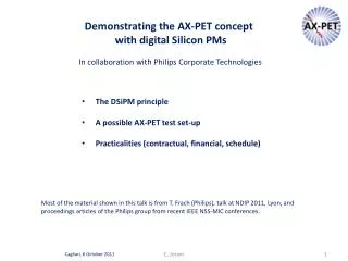 Demonstrating the AX-PET concept with digital Silicon PMs