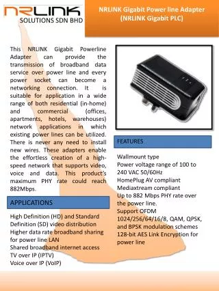 NRLINK Gigabit Power line Adapter (NRLINK Gigabit PLC)